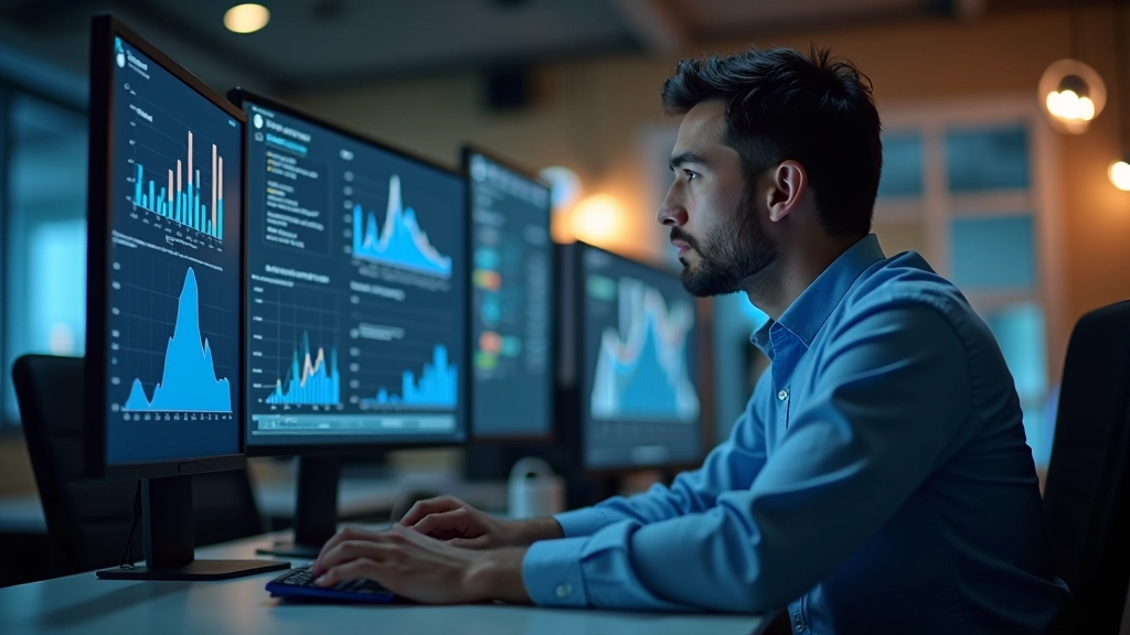 Business analyst reviewing forecast accuracy metrics and error analysis on computer dashboard